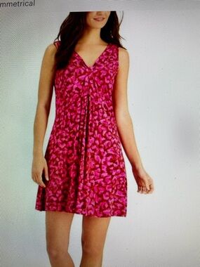 Willow Drive Jersey Swing Dress in pink and brown camo print size M